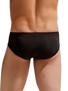 Мужские брифы из однотонной ткани черного цвета GAUVINE RTGAU2007-01